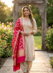 Roman Silk Cream Kurti set for Women