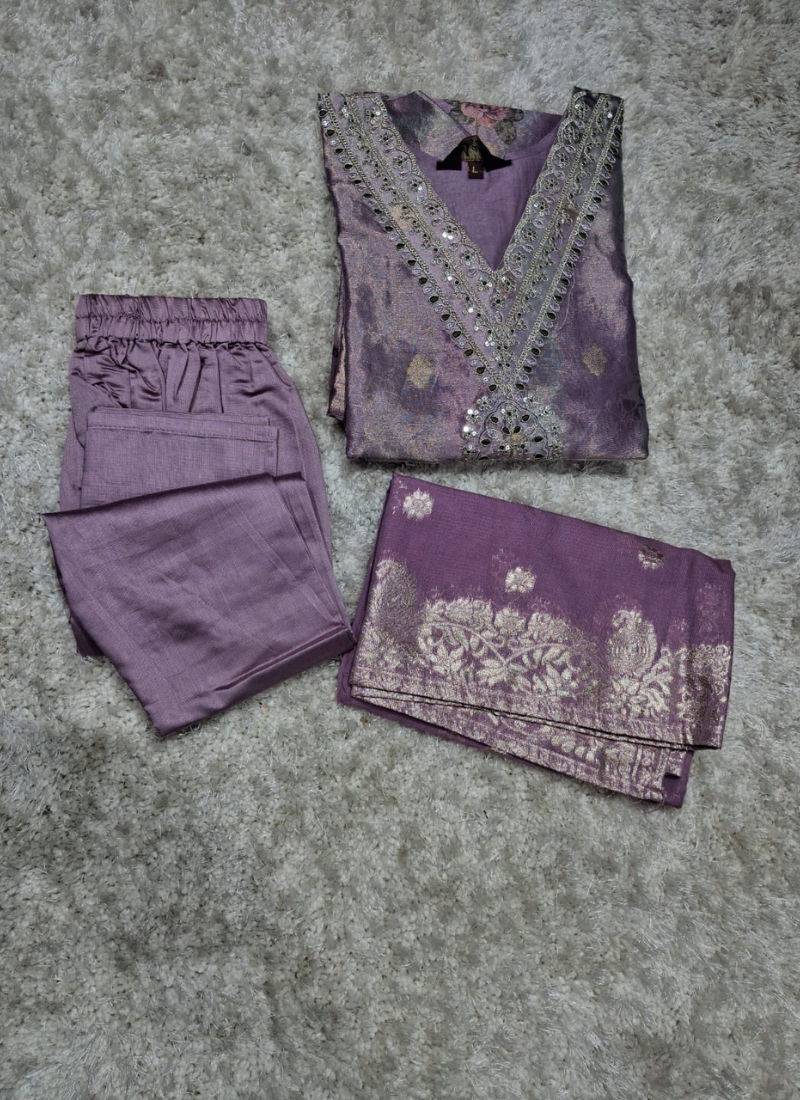 Lavender Floral Print Kurta Set 1 Lavender Floral Print Kurta