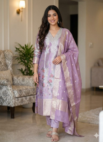 Lavender Floral Print Kurta