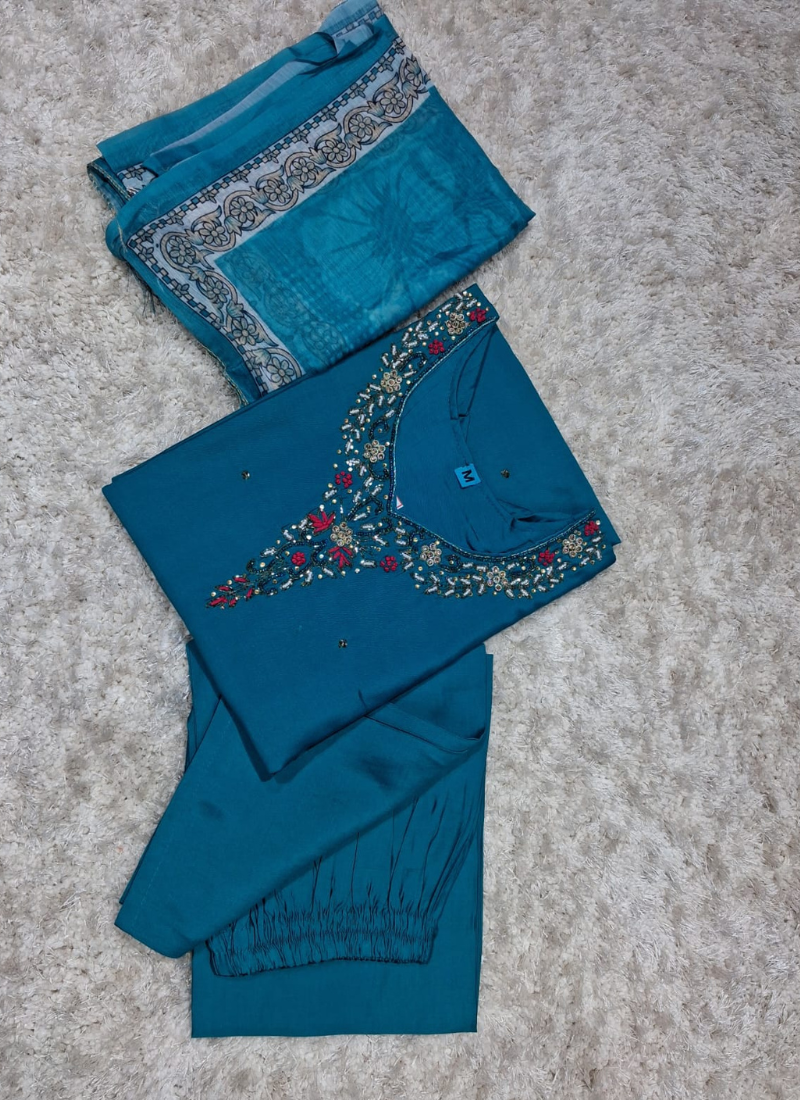 Viscose Roman Silk Embroidered Kurta Set 1