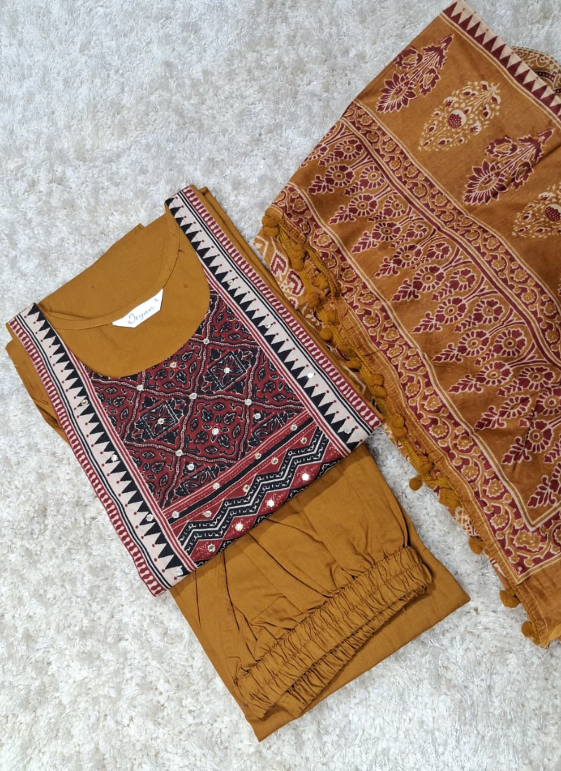 Elegant Mustard Yellow Cotton Kurta Set 3