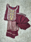 Maroon embroidered kurta pant set with dupatta