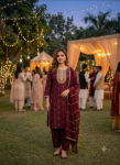 Maroon embroidered kurta pant set with dupatta