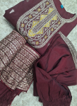 Maroon embroidered kurta pant set with dupatta