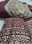 Maroon embroidered kurta pant set with dupatta
