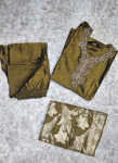 Olive Green Silk Salwar Suit Set with Banarasi Dupatta