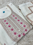 Traditional three-piece ivory embroidered salwar kameez set