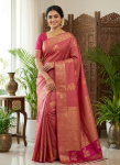 Teal Blue Banarasi Silk Saree with Purple Zari Border