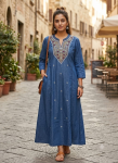 Jean Blue Denim-Style Long Kurti Dress